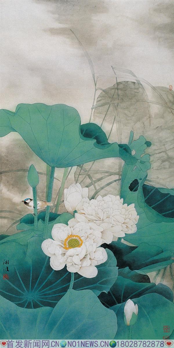 陈湘波《清风晓露碧荷香》132cm×66cm.jpg
